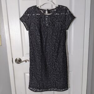 New‎ LOFT Dark Navy Lace Overlay Short Sleeve Dress from Ann Taylor Size 2